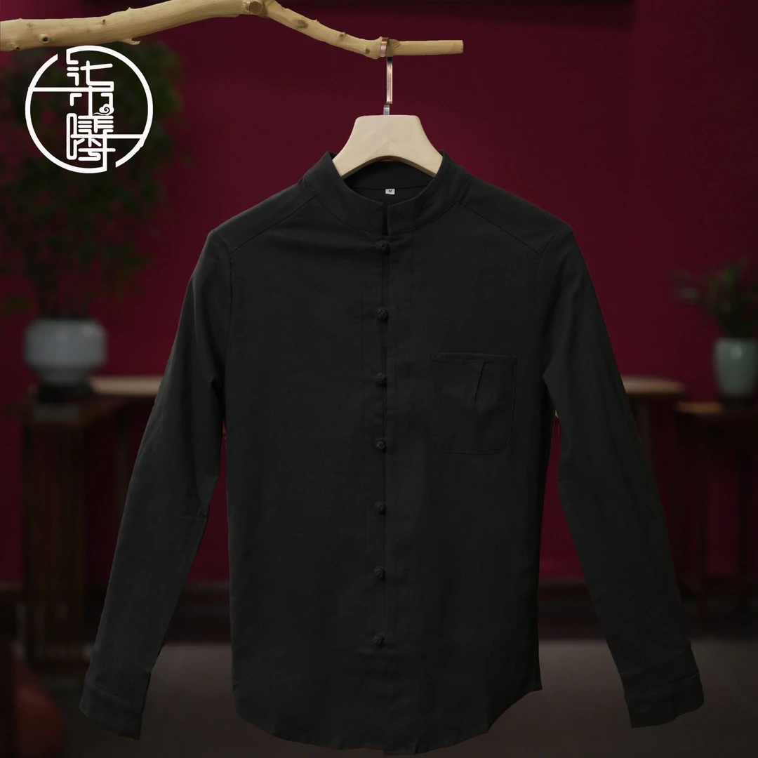Sevensee/柒曦华服中国风唐装长袖秋装唐装男士男款苎麻古风男装