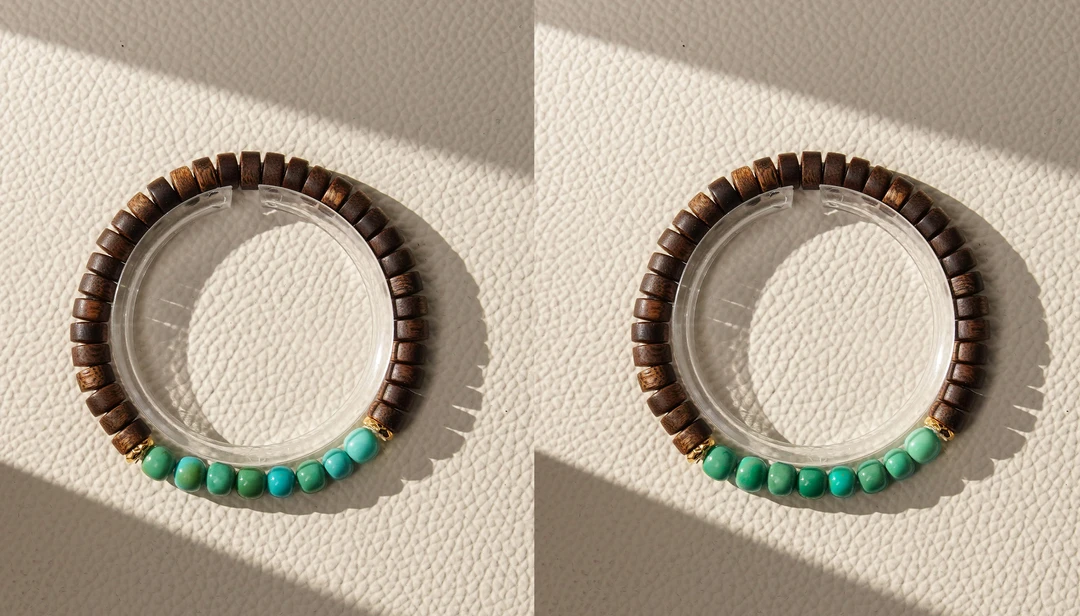 沉香沉水白奇楠7mDIY18k绿松老型单圈（多样性发其一）CBQ0017