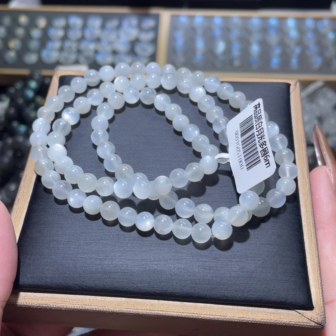 手链长石未镶嵌白月光手链多圈6mm