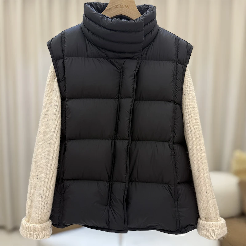 zaw大码女装胖妹妹休闲羽绒服马甲冬季白鸭绒胖mm马夹背心/25430
