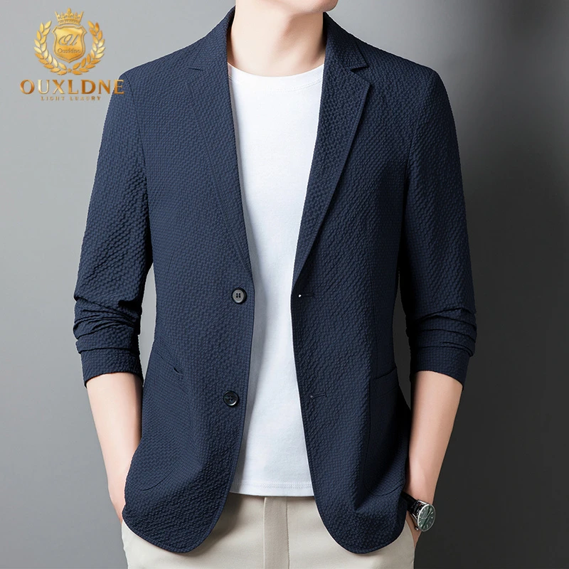 OUXLDNE 夏季西服男士薄款韩版单西上衣外套男装修身休闲高档西装