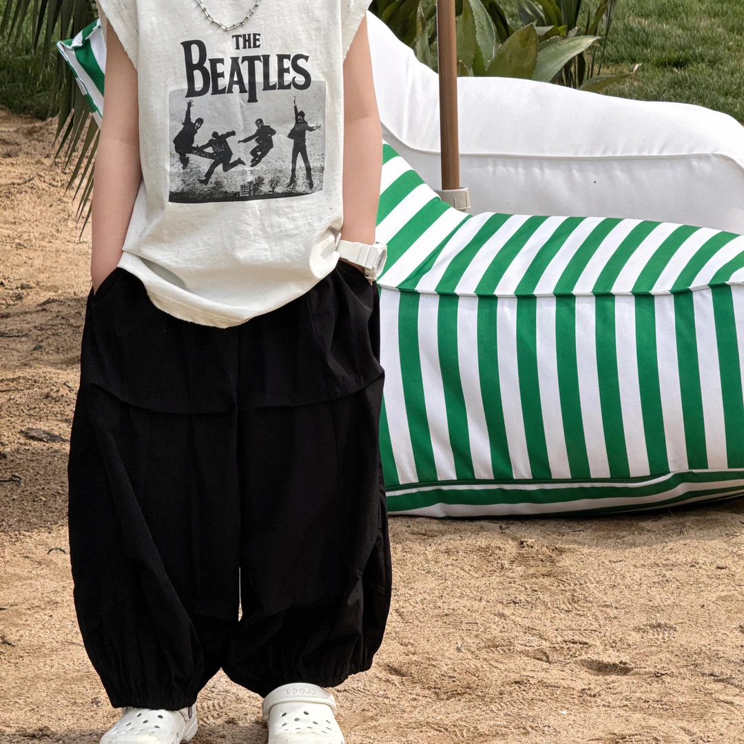 儿童防蚊裤2025新款男童时尚韩版纯色防蚊裤宝宝休闲束脚长裤潮