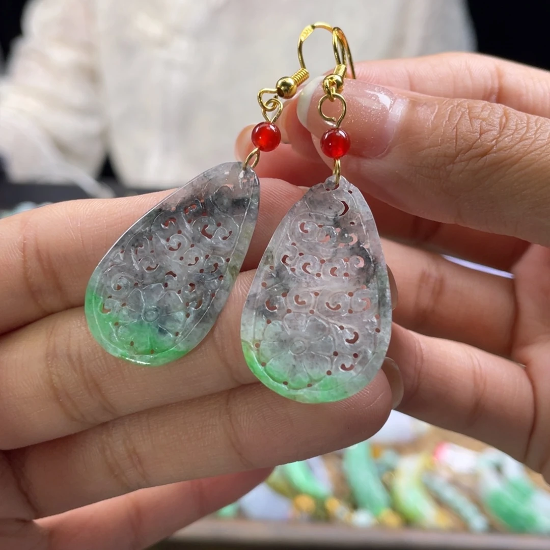 翡翠未镶嵌耳饰代编织