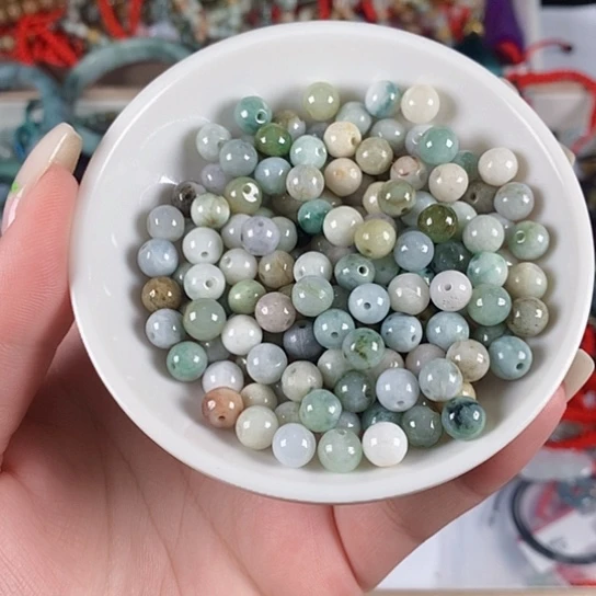 翡翠未镶嵌颈饰天然翡翠有瑕疵50颗卡6.5