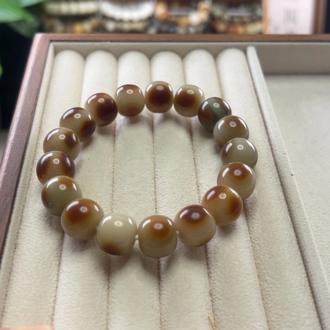 菩提根/象牙果手串卡14苹果玉化眼镜微瑕