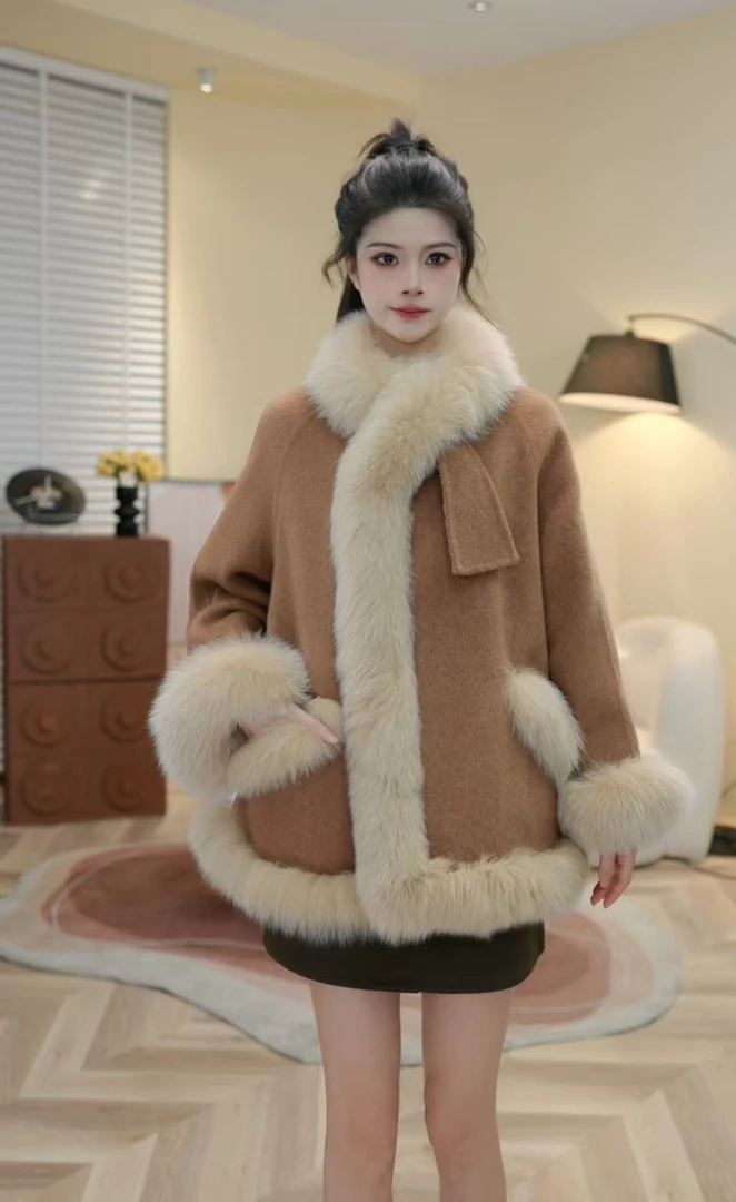 2025羊毛呢子长袖立领常规厚度女短外套冬季冬款外套大衣927婷婷