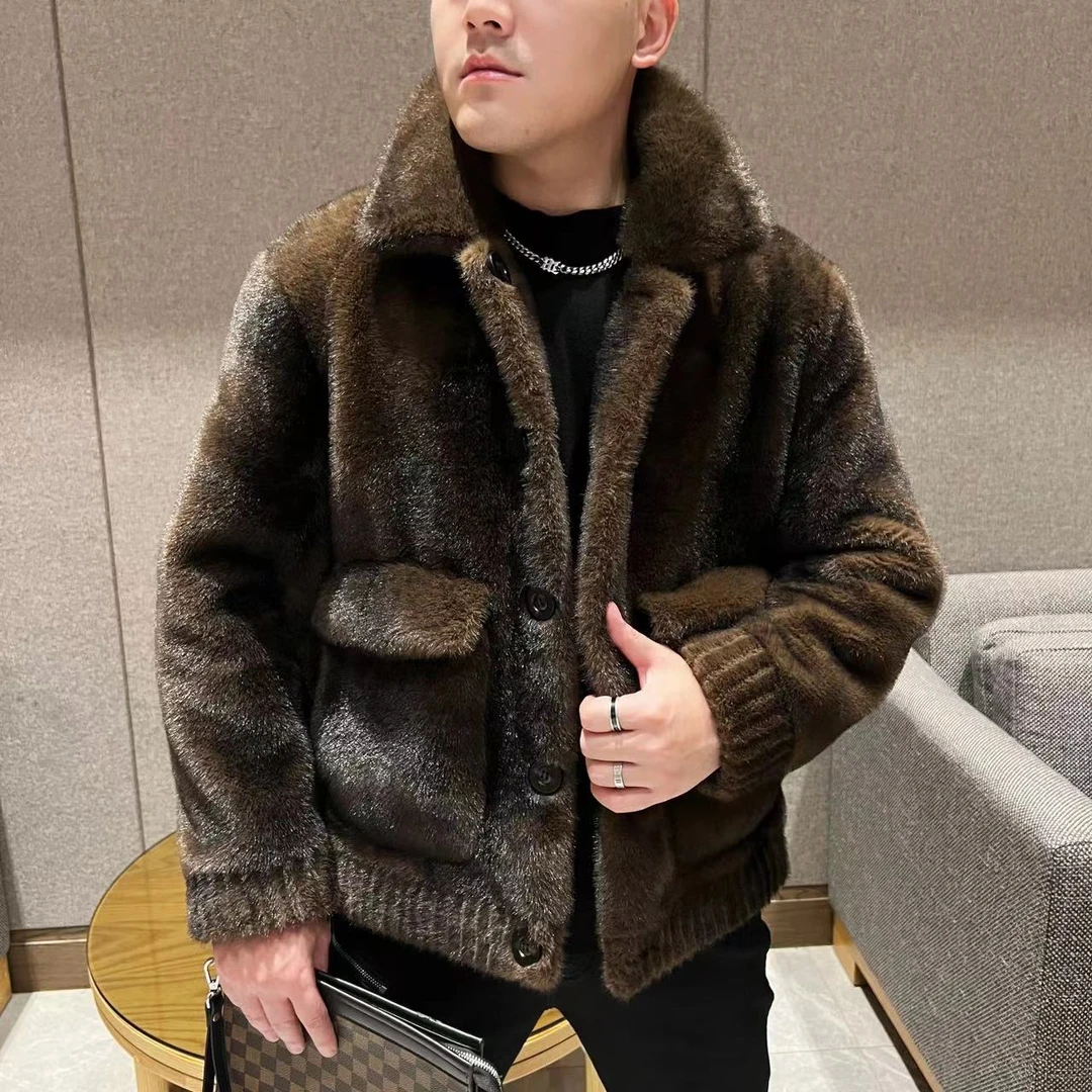 2024年新款欧货男士外套冬季时尚休闲精品百搭双面穿夹克皮衣