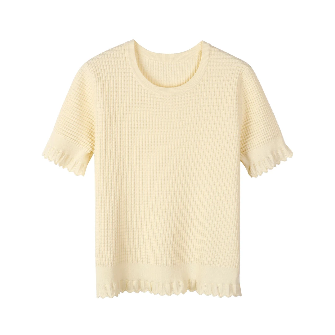 30615【THE订单】女装 纯棉套头短袖针织衫0166