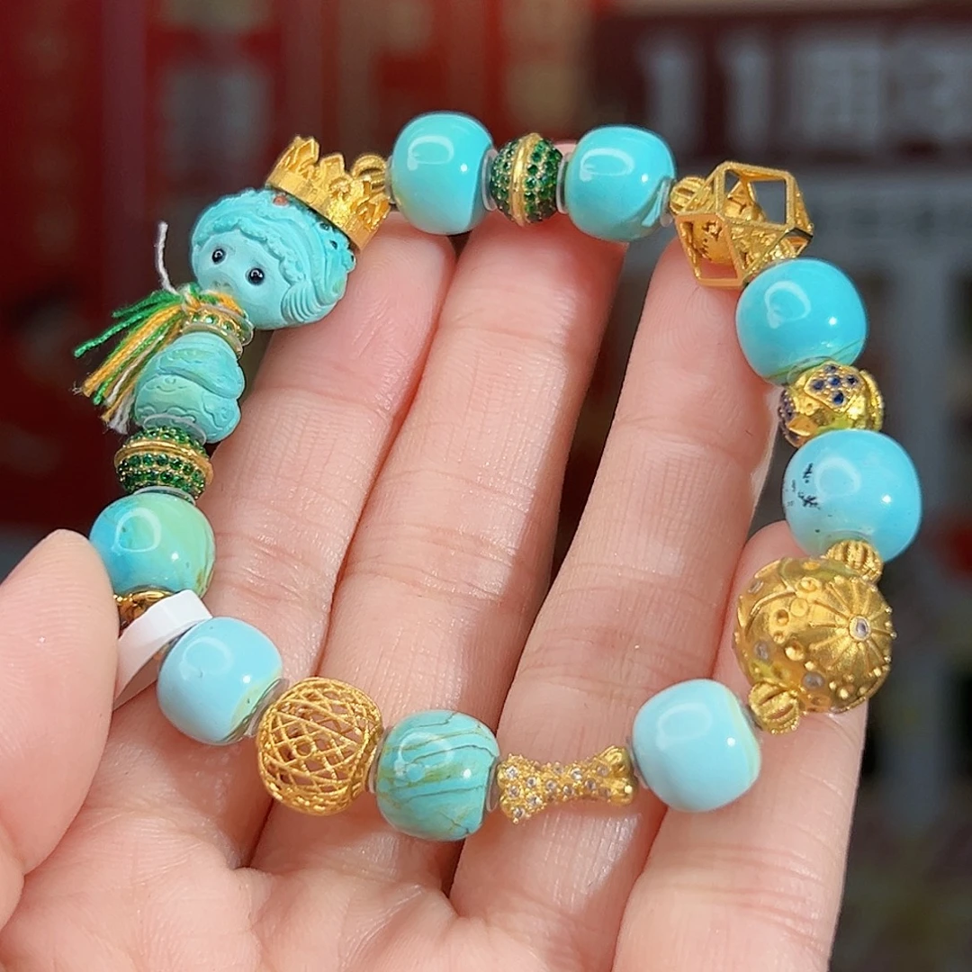 咩***绿松石18K金镶嵌珠宝奇石