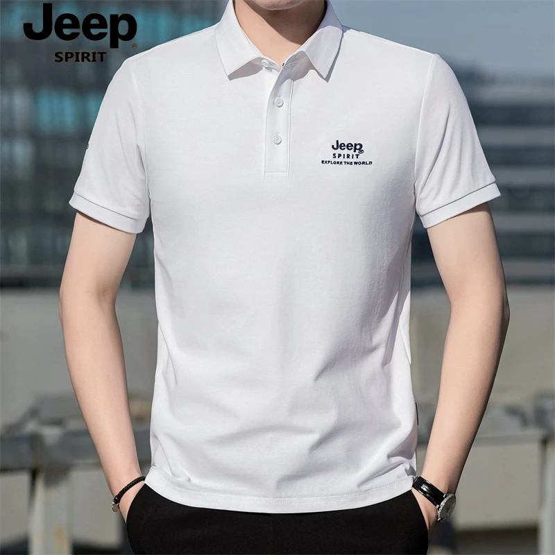 JEEPSPIRIT2025夏季男士翻领短袖T恤休闲时尚宽松大码男士POLO衫