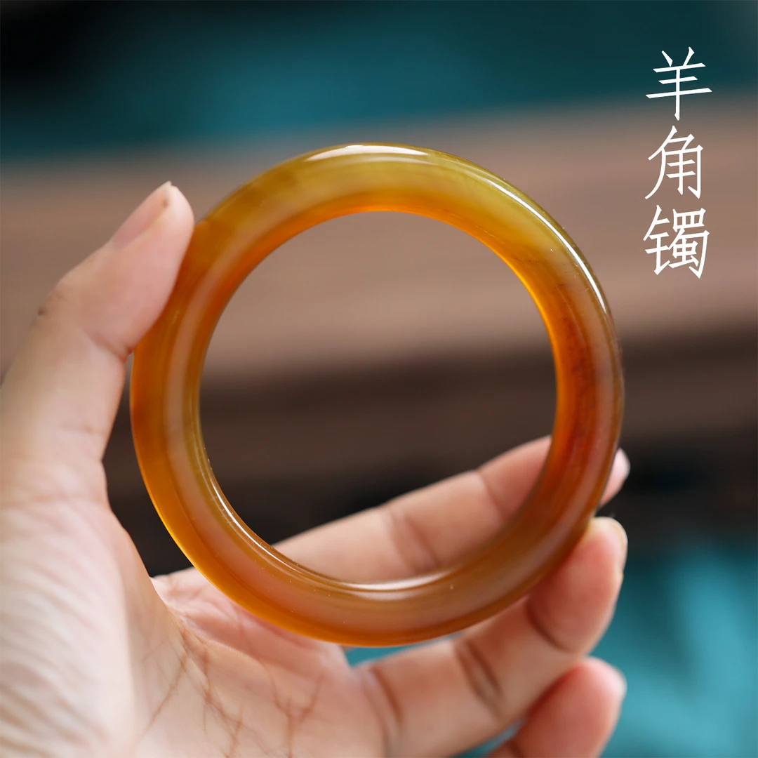 非金属手镯 天然整圈羊角手镯子细圆条环女叮当镯素圈民族风