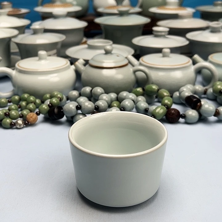 杯月白釉马蹄杯原矿原釉原产地杯