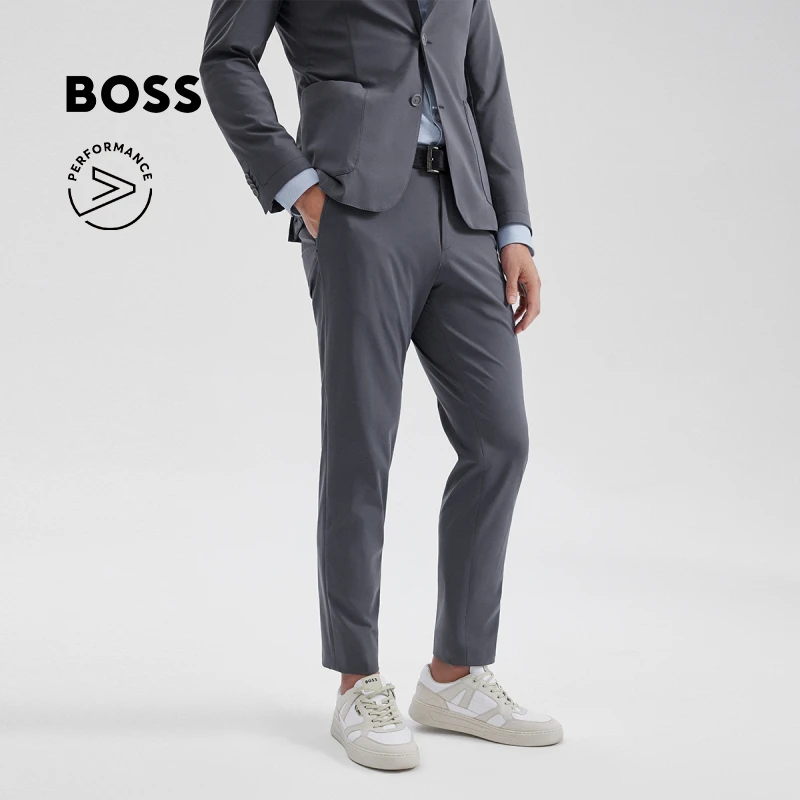 【抗皱可机洗】BOSS博斯男士Performance弹力抽绳裤腰西裤50513363
