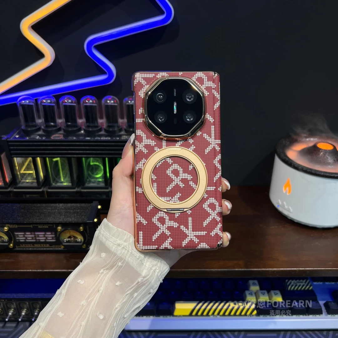 适用于华为matex6手机壳x6全包双中轴真皮折叠屏支架保护套凯夫拉