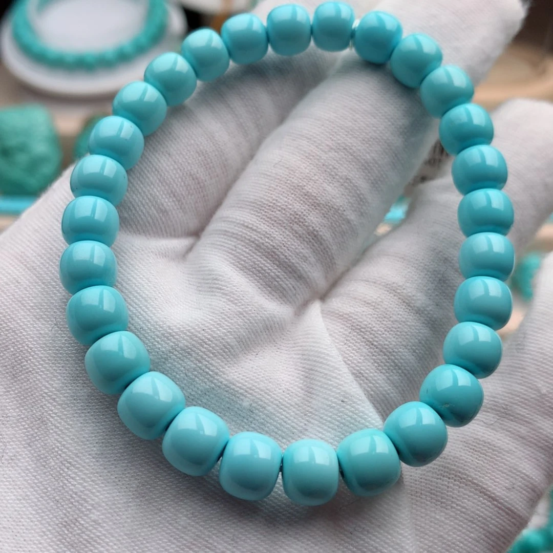 绿松石珠宝奇石未镶嵌7mm