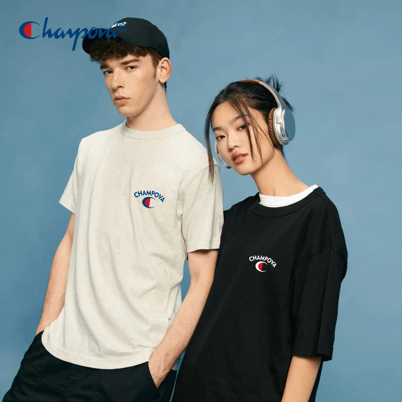 【圆领短袖】冠军经典款双印花小Clogo标纯棉T恤百搭情侣欧若风穿搭