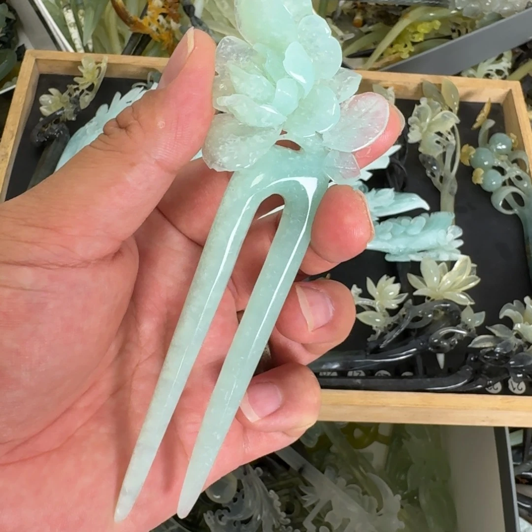 岫玉未镶嵌发饰明君玉簪就是好看