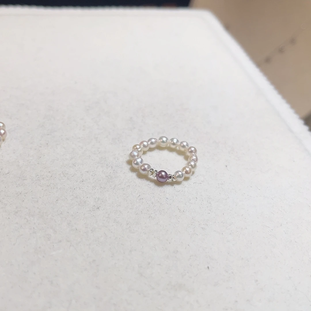 戒指银S925镶嵌淡水珍珠
