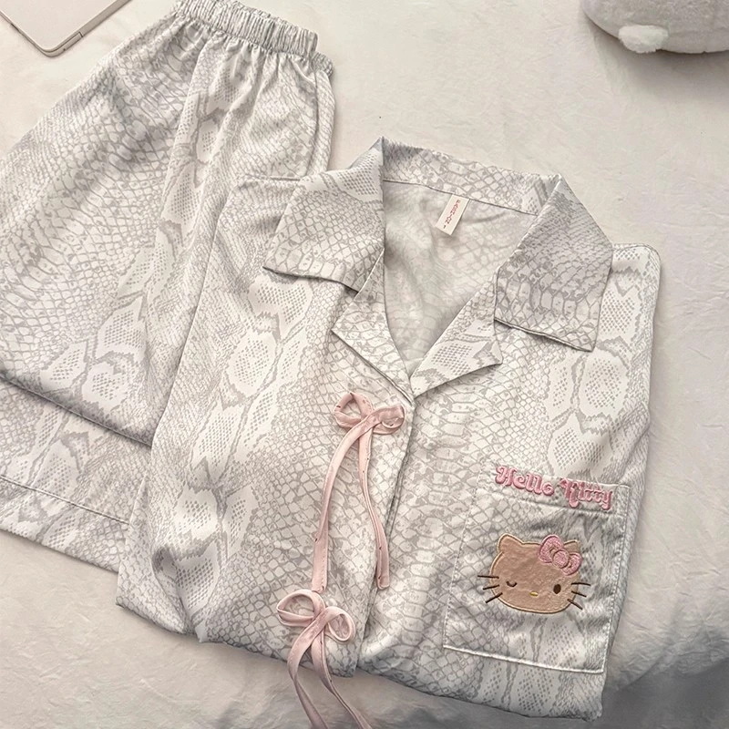2025新款甜酷风少女睡衣hellokitty春秋季薄款长袖长裤家居服套装
