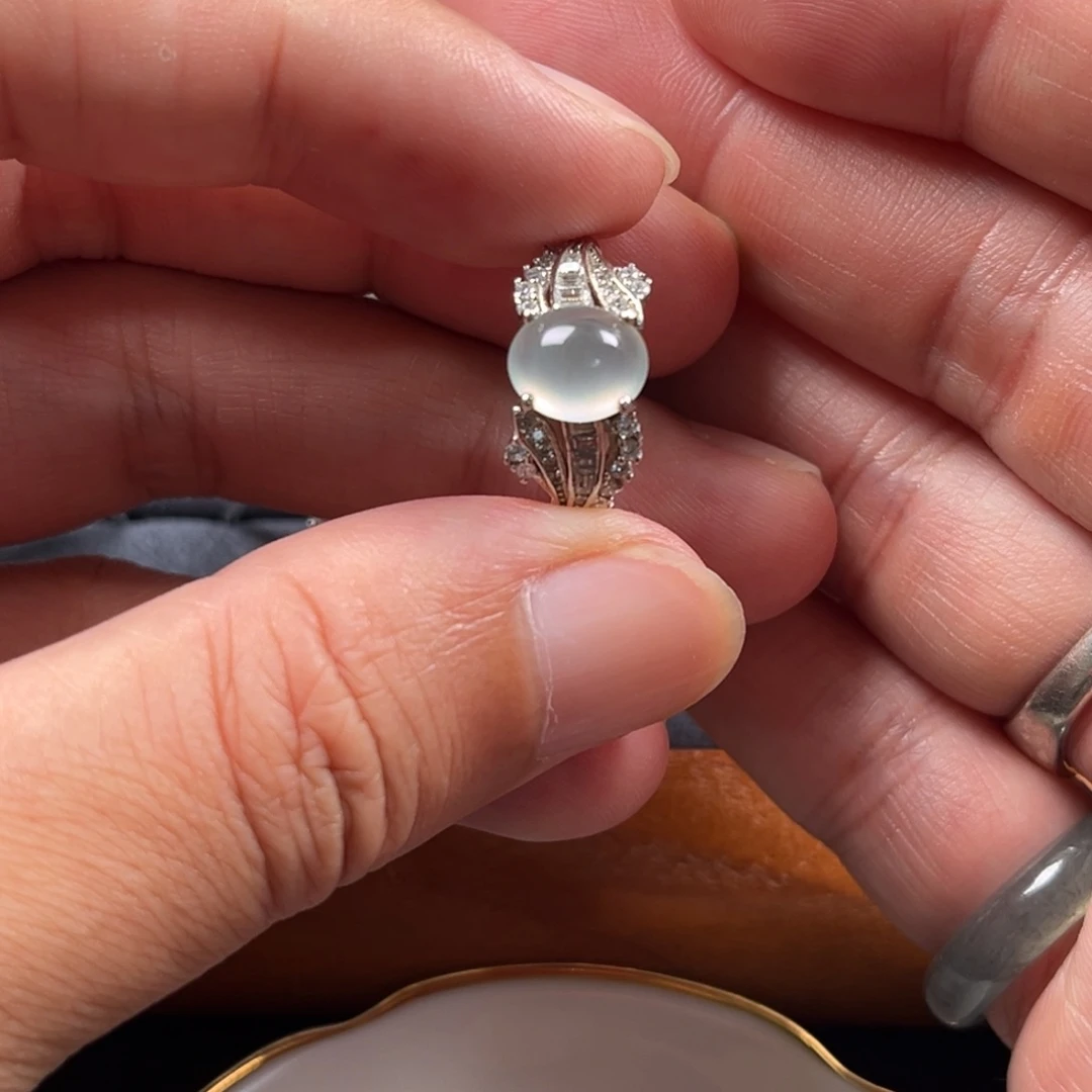 银S925镶嵌戒指翡翠缅甸翡翠A货