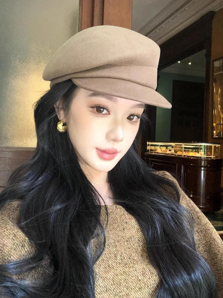 英伦复古毛呢贝雷帽女秋冬季2025新款优雅气质富家千金风画家帽子