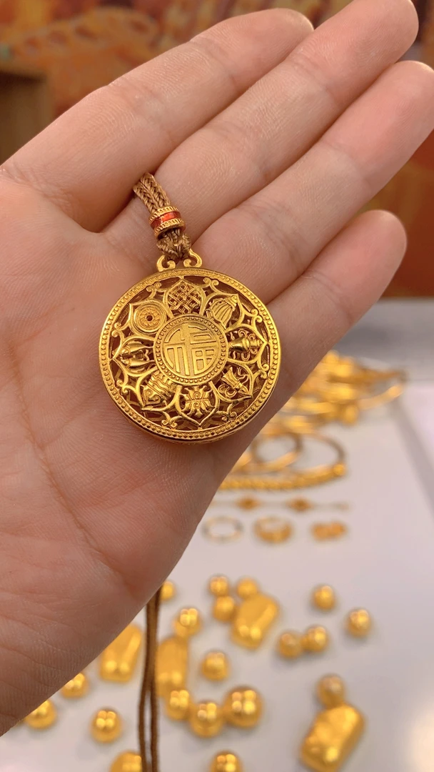 矿合金手工铸造八宝罗盘满福挂牌里外通体一色（可佩戴）