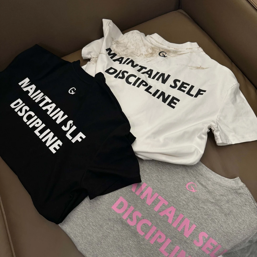 GTAL印花夏季美式T纳维亚科技面料健身运动冰皮速干弹力圆领短袖