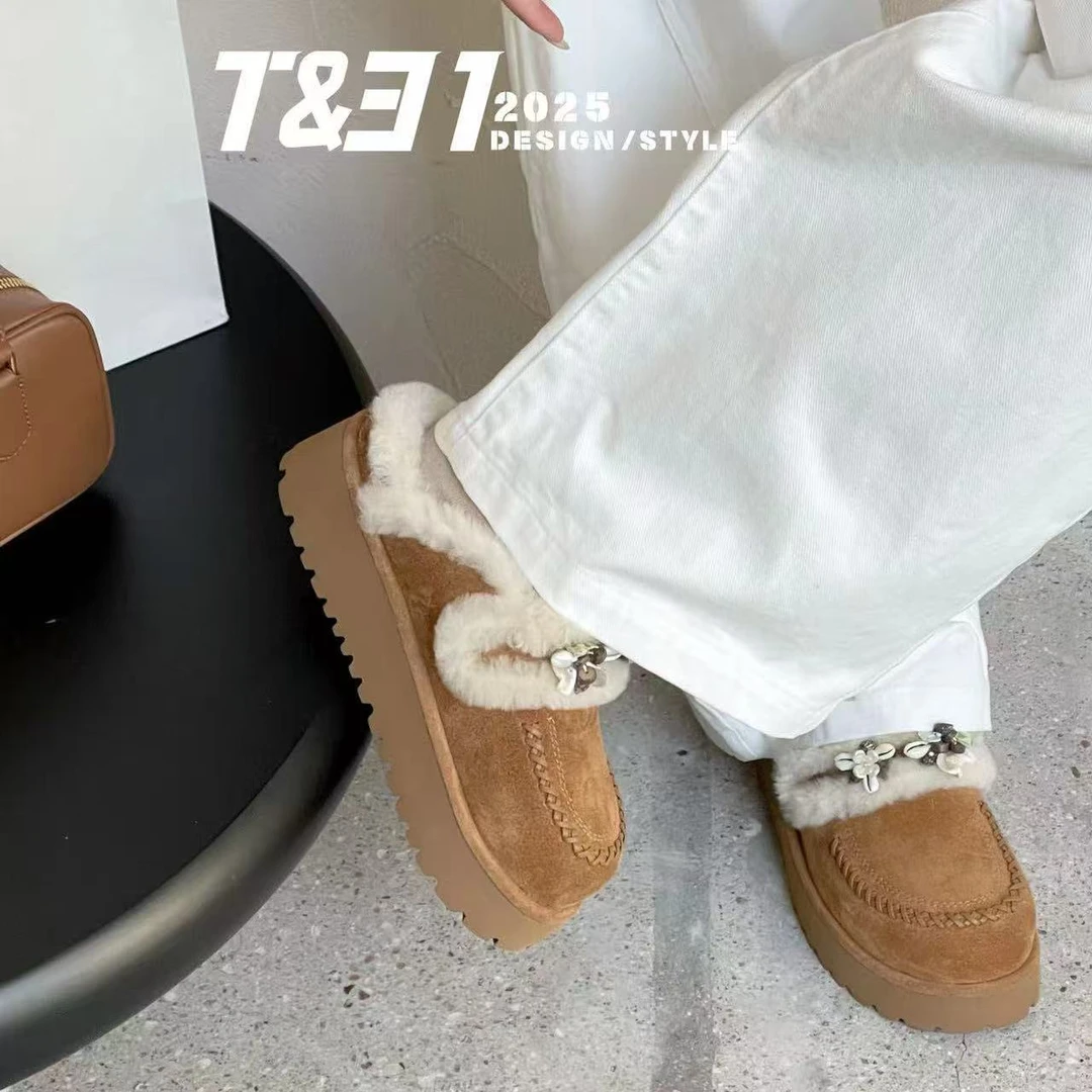 T31女鞋2025秋冬新款厚底增高包头拖鞋时尚百搭休闲毛毛勃肯拖鞋