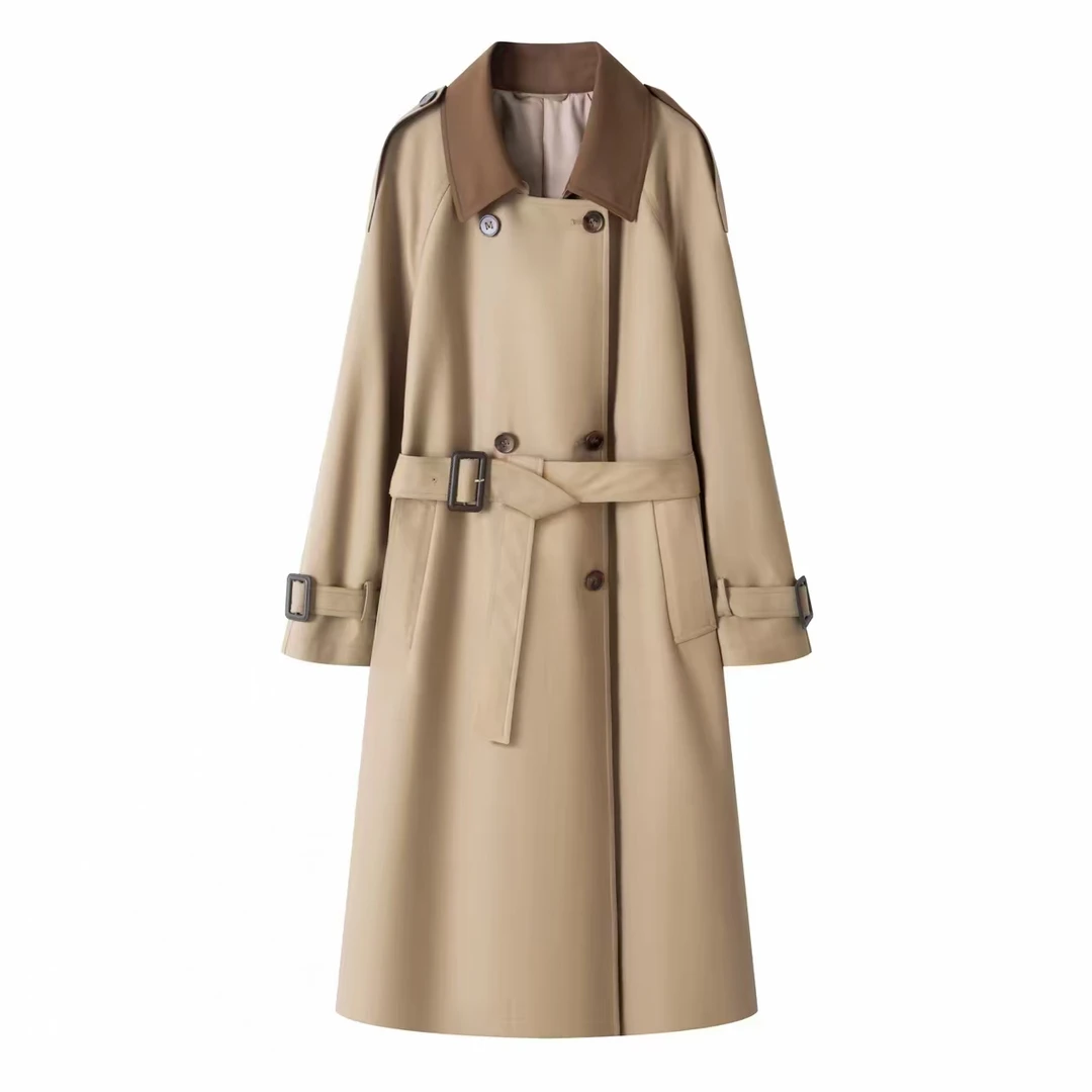 〈纪朵研〉1198法式极简气质简约长款显高垂感女士显瘦复古风衣外套