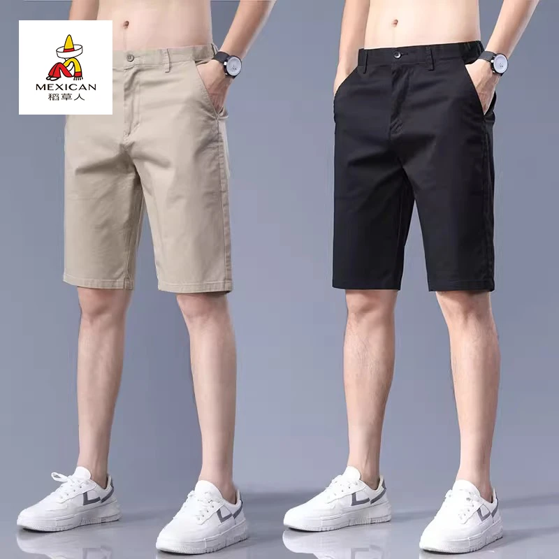 稻草人五分休闲短裤男士夏季薄款宽松直筒中裤子2025新款冰丝西裤