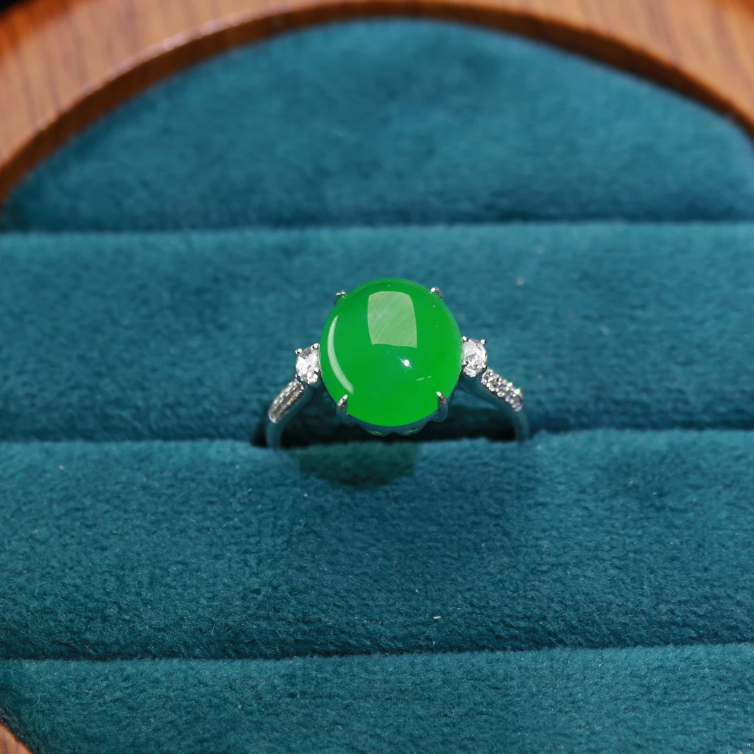 19天然缅甸翡翠A货18k金阳绿戒指/400072/保利厦门拍卖