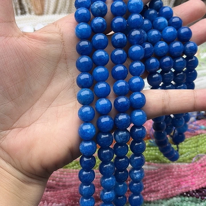 玛瑙/玉髓未镶嵌珠宝半成品一条10mm左右蓝晶