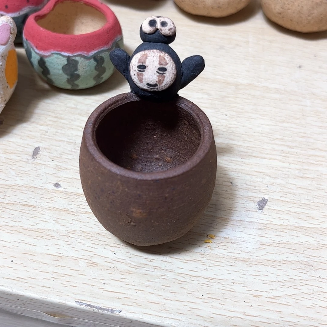 泥塑古镇炻陶花盆