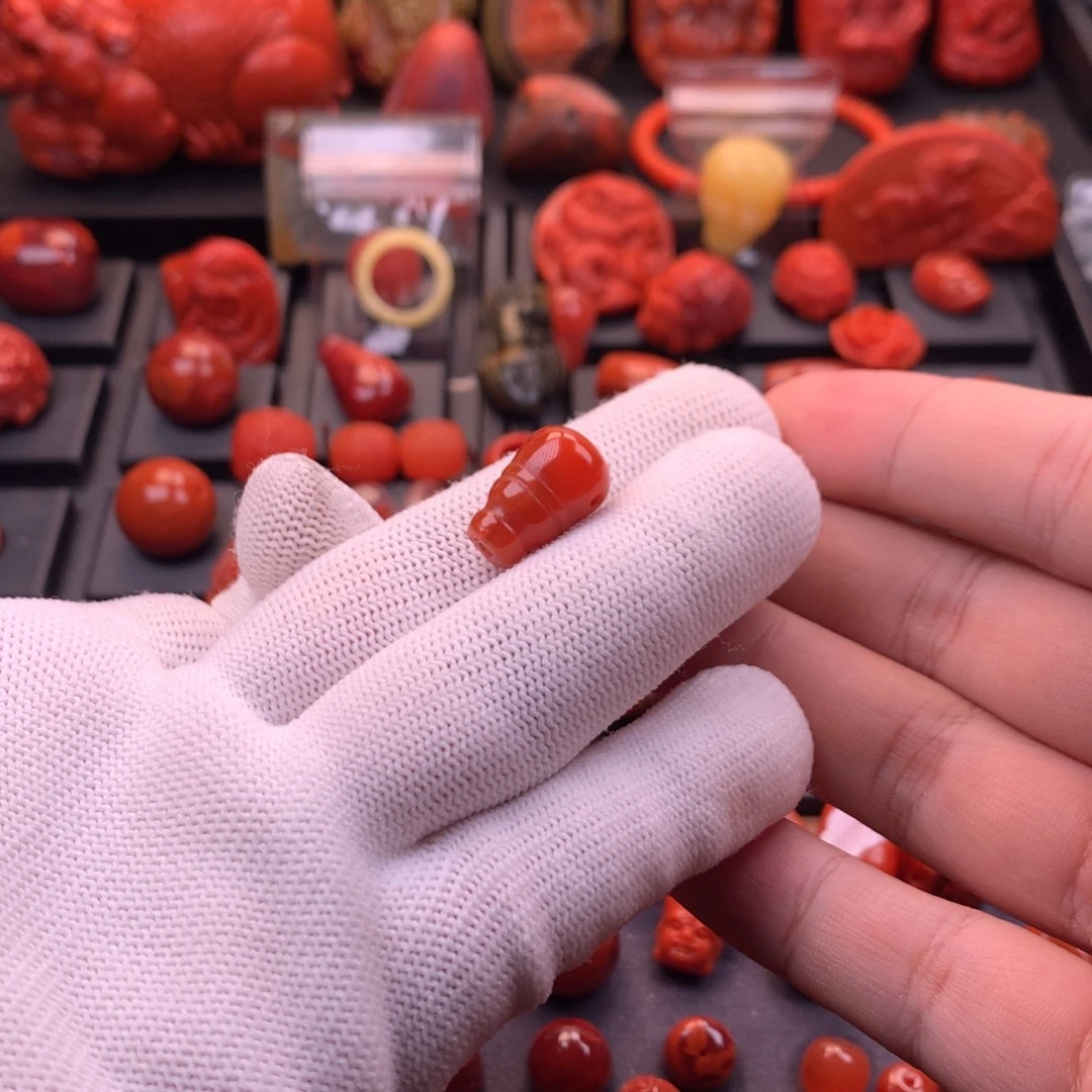 南红玛瑙未镶嵌川料原矿玫红奶嘴三通11mm