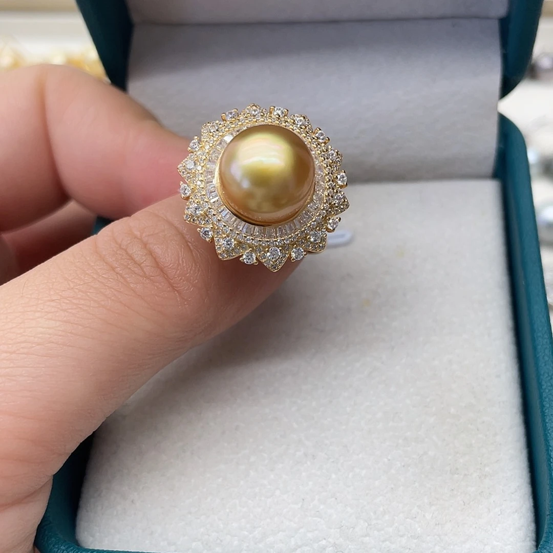 戒指银S925镶嵌海水珍珠