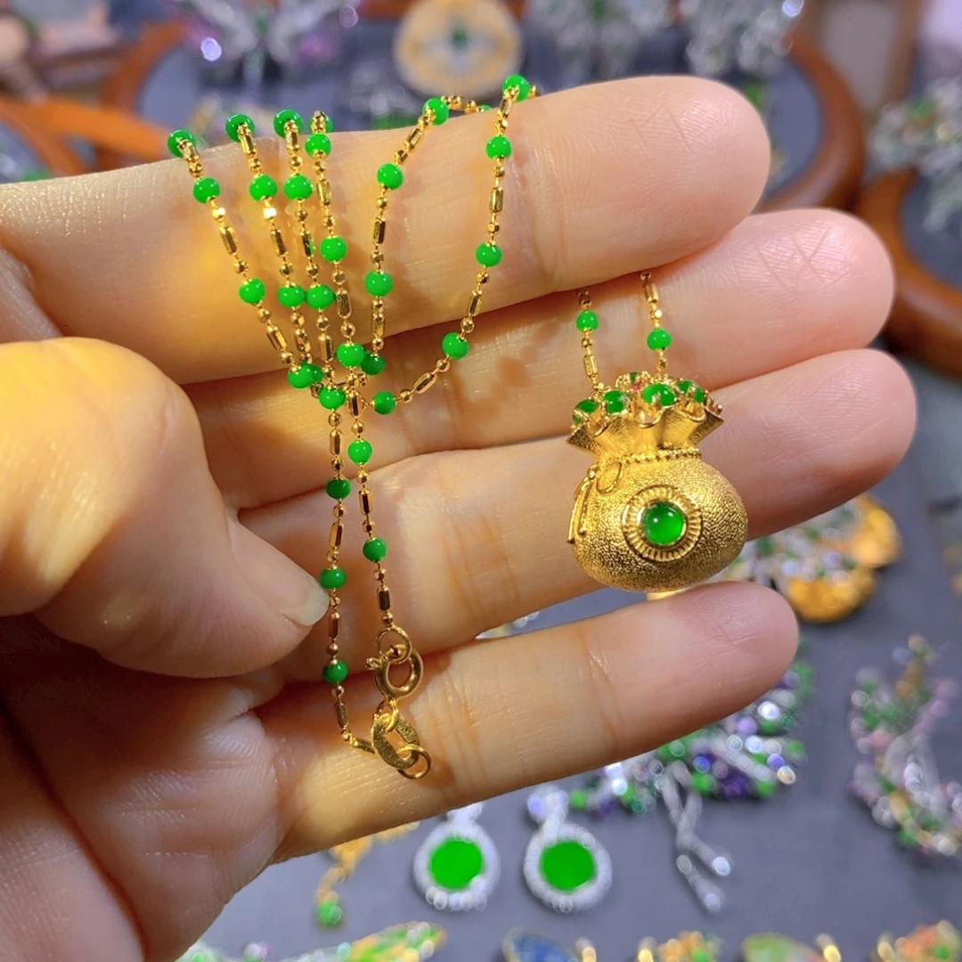 颈饰银S925镶嵌翡翠