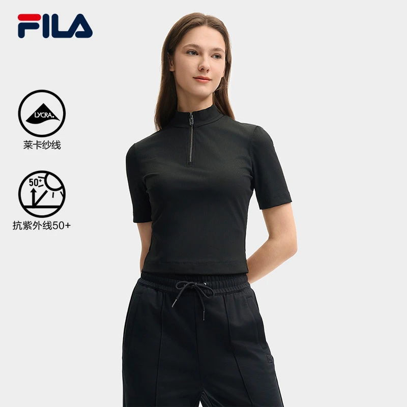 Fila/斐乐【修身显瘦】女士夏季正品琥珀流光时尚休闲百搭短袖衫