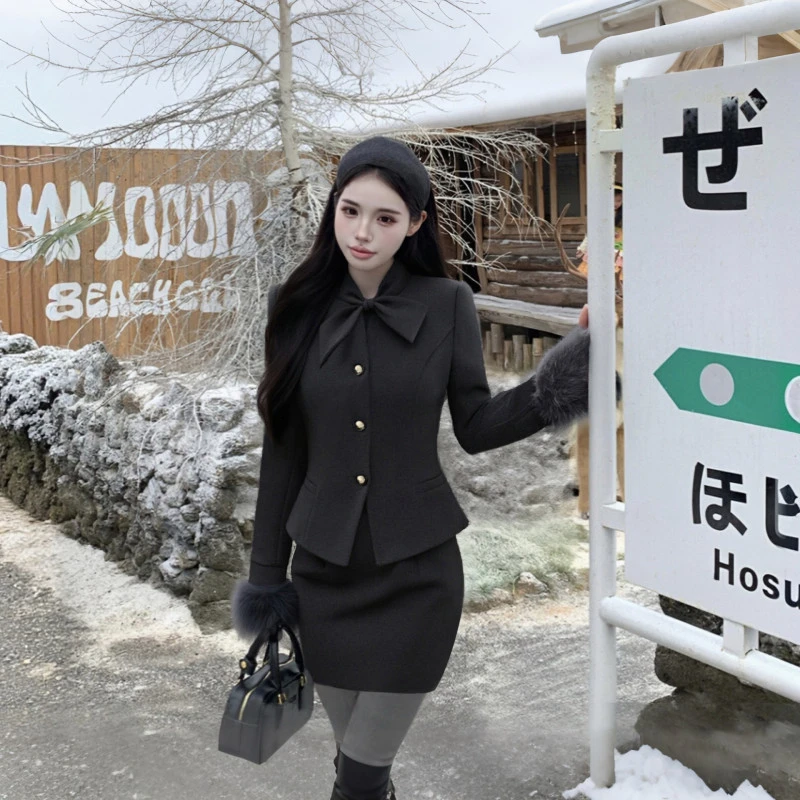 A2025秋冬季新款极简风毛呢外套网红时尚外套辣妹套装女DM0147