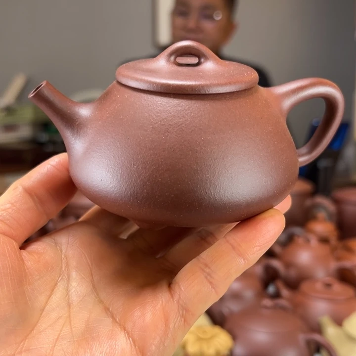 紫泥茶壶半手工平盖石瓢180毫升