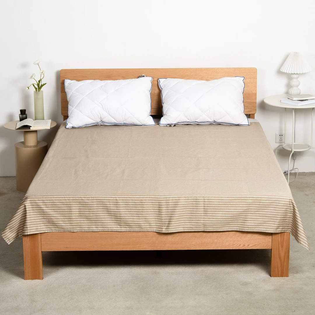 一丝浓80支纯棉条纹印花床单单品学生宿舍单人印花床单轻奢简约