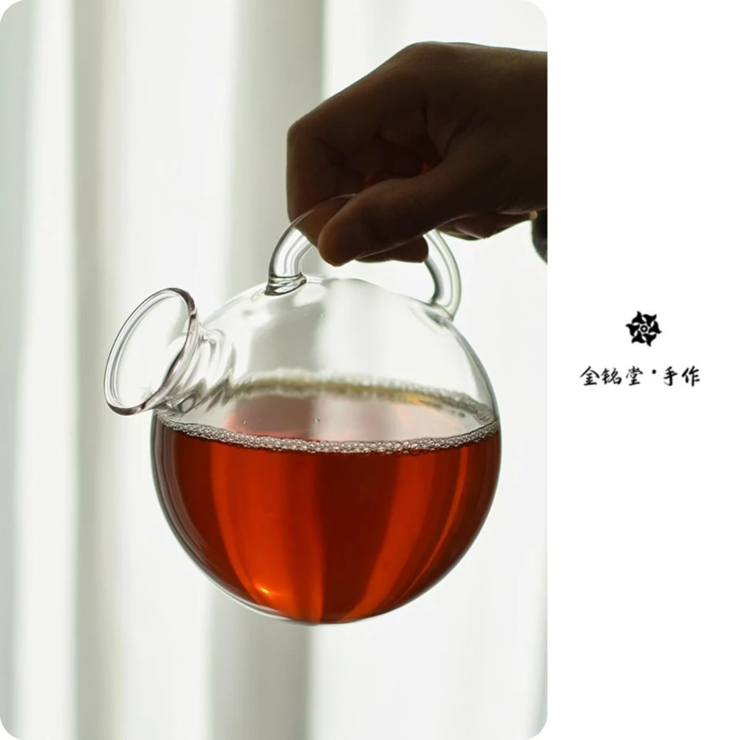高硼硅玻璃提梁煮水壶耐热煮茶日式圆肚壶创意功夫茶具