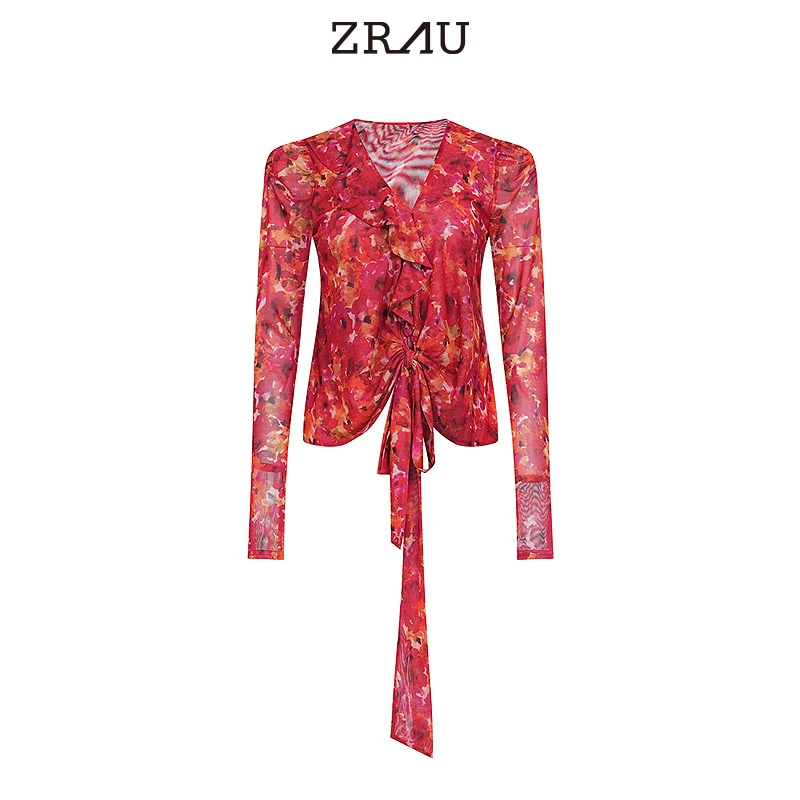 【达人专属】ZRAU气质复古印花女神衬衫上衣Z1241A0010