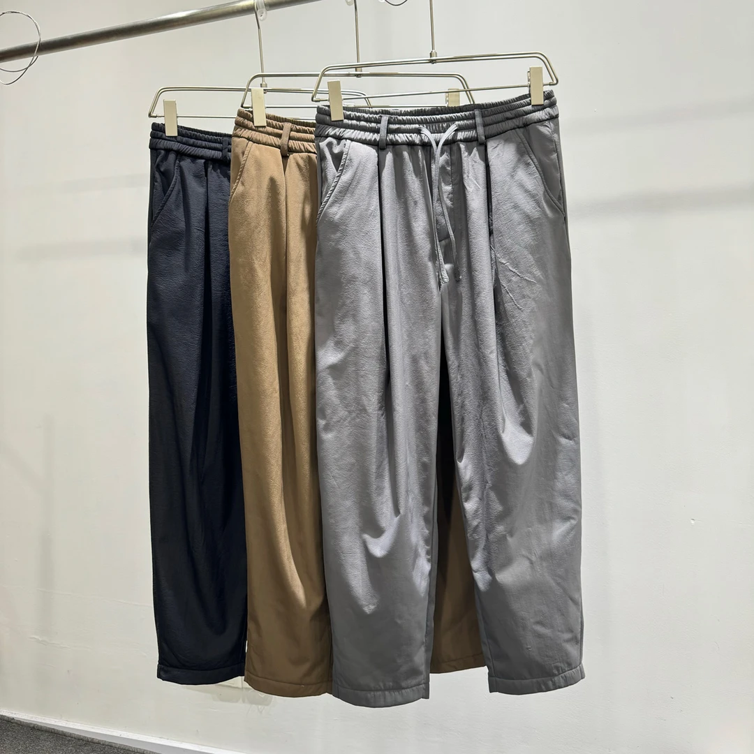 H男士高端日常百搭冬季松紧腰长裤潮流宽松阔腿加绒保暖休闲裤