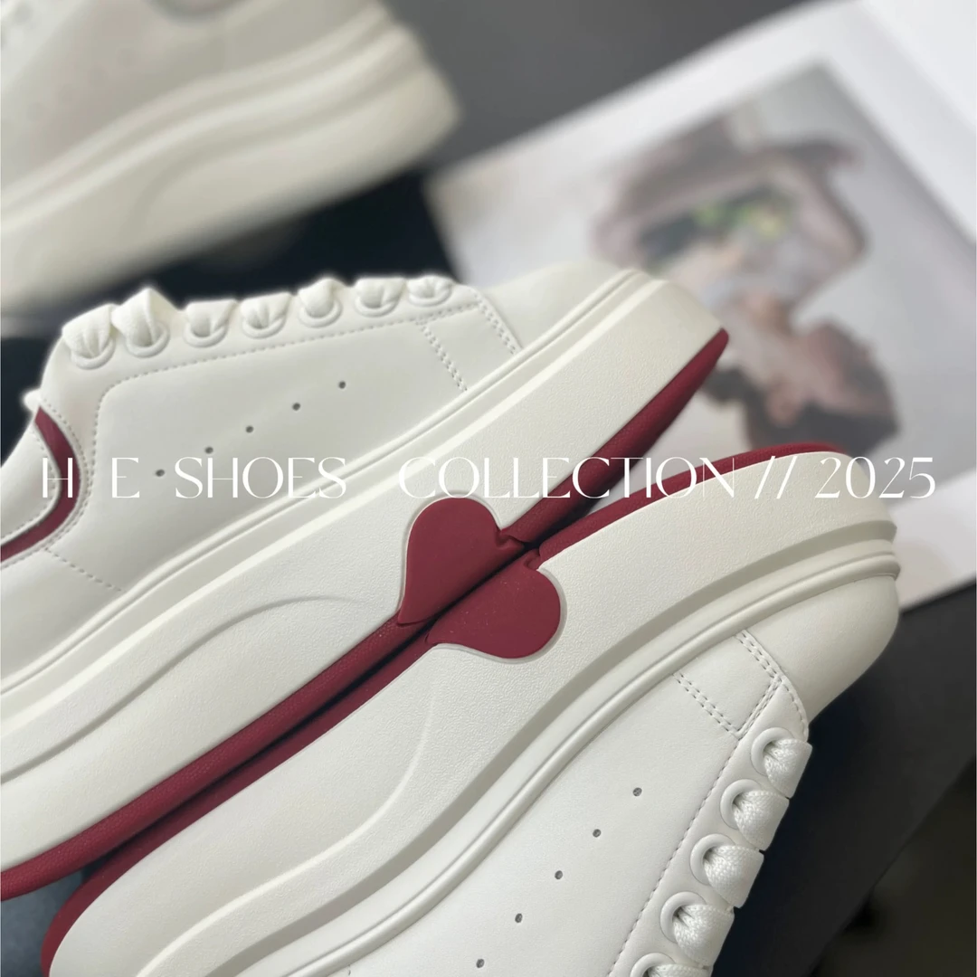 2025年春小白鞋真皮厚底增高6CM板鞋时尚运动休闲鞋韩版百搭板鞋
