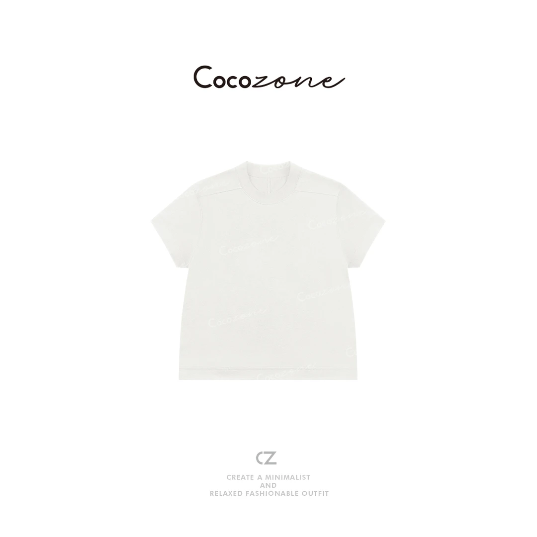 COCO ZONE 刘一一【绵羊毛桑蚕丝混纺】优雅简洁短袖T恤CD1A0394