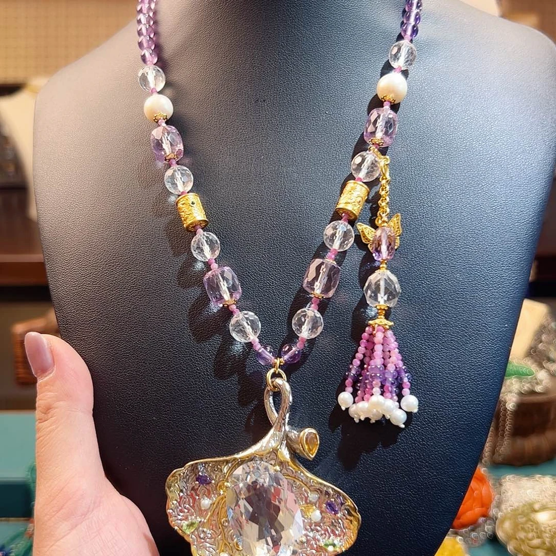 未镶嵌套链水晶项链