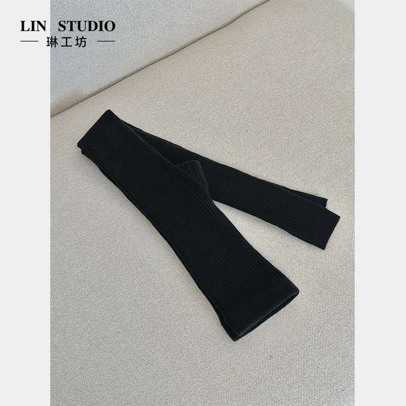 【山羊绒】琳工坊“澹晦”黑色打底裤百搭休闲保暖弹力唐琳设计师