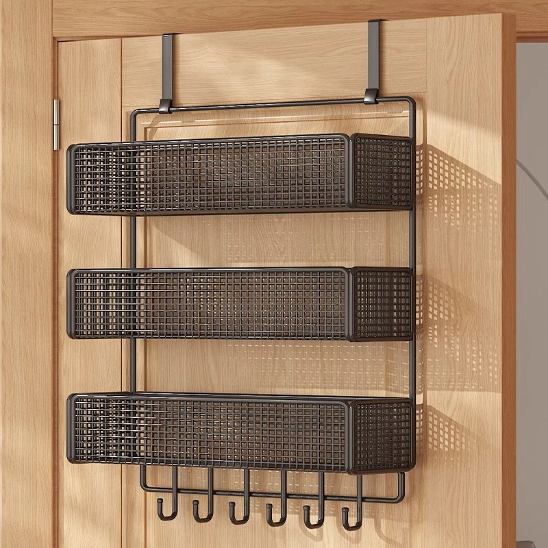 门后挂钩置物架门上挂衣架免打孔挂门后挂篮超薄衣柜侧包包收纳架