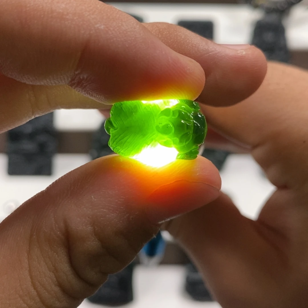 定制翡翠未镶嵌天然A货墨翠貔貅