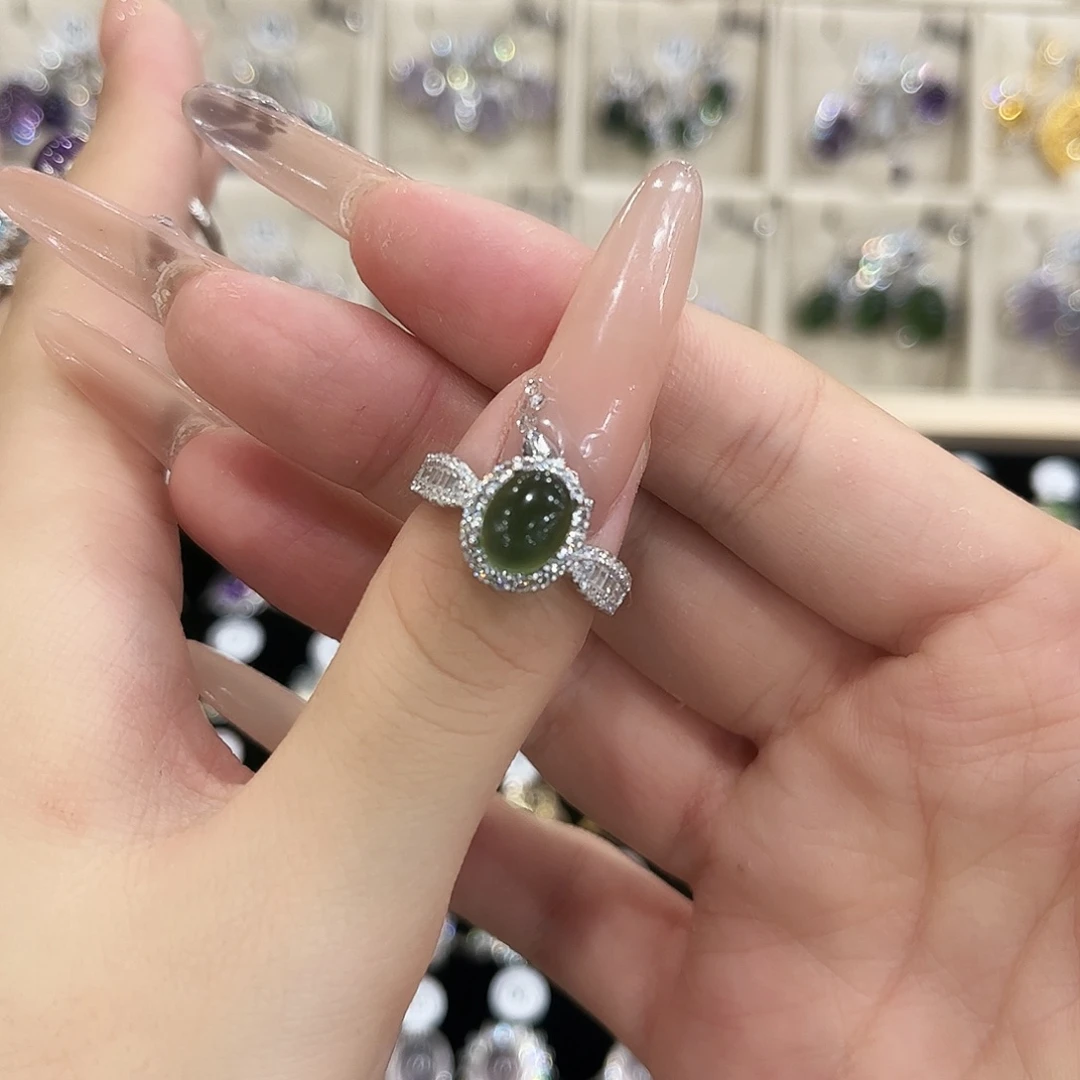 我***了岫玉银S925镶嵌戒指